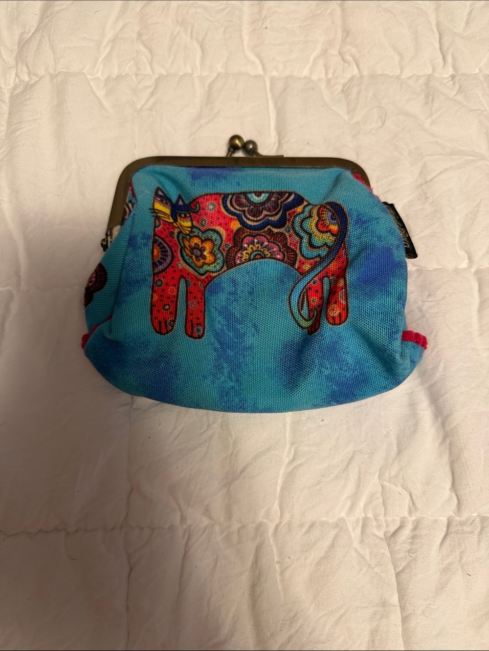 Laurel Burch Blue Patterned Elephant Coin Purse